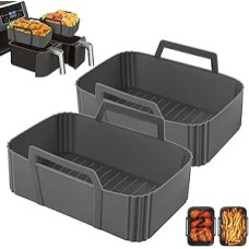 2 pakuotės silikoninių formų karšto oro keptuvei Ninja Dual Zone, Ninja Foodi karšto oro keptuvės priedai AF300EU AF400EU, oro keptuvė Silikoniniai įdėklai puodui Daugkartinio naudojimo vietoj oro keptuvės kepimo popieriaus