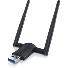 CSL WLAN Stick 1200 Mbps WiFi dviejų dažnių juostų 5 GHz + 2,4 GHz dviejų dažnių juostų 1200 Mbps USB 3.0 WiFi 1200 mbps adapteris su 2 x 5 dBi antena, skirtas staliniams kompiuteriams, nešiojamiesiems kompiuteriams su Windows 7 8 8.1 10 11