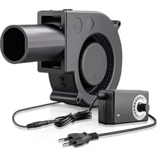 12 V radial fan, 230 V adjustable AC radial fan, turbine fan, equipped with air outlet, fan for fireplace, can speed regulating cooling, ventilation fan for picnics, camping, BBQ