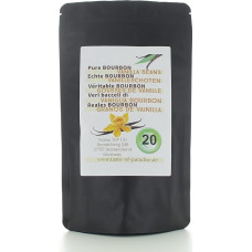 Burbono vanilės pupelės (20 vnt., 12-13 cm, pakuotė), 100 % natūralios, iš Madagaskaro, šviežios ir sultingos, su dideliu vanilės kiekiu, aukščiausios kokybės gurmaniška vanilė