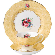 100 Years by Royal Albert 1990 Bouquet Teacup/Saucer/20cm Plate, 3 Piece Set