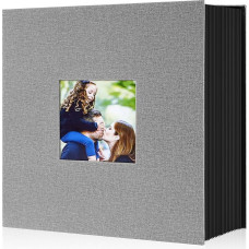Lanpn fotoalbumas 10 x 15 cm, 1000 kišenių, itin didelis XXL lininis albumas portreto ir peizažo formato nuotraukoms, paveikslėliams, pilkas