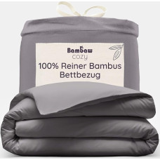 Bambaw Duvet Cover 135 x 200 cm, Bamboo, Allergy Sufferers Duvet Cover, 100% Bamboo Fibres, Cooling Bed Linen, Breathable, Skin-Friendly and Sustainable Summer Bed Linen, 135 x 200 cm (Dark Grey)
