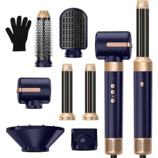 Air Styler 7-in-1 Multi Hairstyler Set, 1,400 W Hair Dryer with Diffuser, 30 mm Air Curling Wand, 3 Heat Settings, Styling Brushes for Drying, Curling, Straightening and Styling, 110,000 RPM