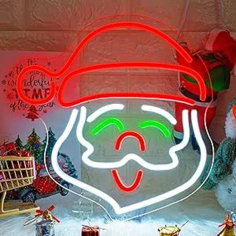 Ineonlife Santa Claus Neon Lights LED Neon Wall Light Akrilo LED Neon ženklas sienai USB Unikali naktinė šviesa dekoracijoms Baras Šalis ženklas