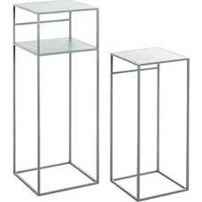 HAKU Möbel Šoninis staliukas 2 vnt., pilkas metalas Matmenys W 26 x D 26 x H 63 cm / W 30 x D 30 x H 85 cm Stilius: Modernus