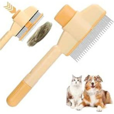 Cat Comb, Frundoo Cat Brush, 2025 Cat Brush with Release Button, Fur Brush Cat for Long and Short Hair Care, Undercoat Brush Cat Detangs Knots & Removes Fleas Gentle (Orange)