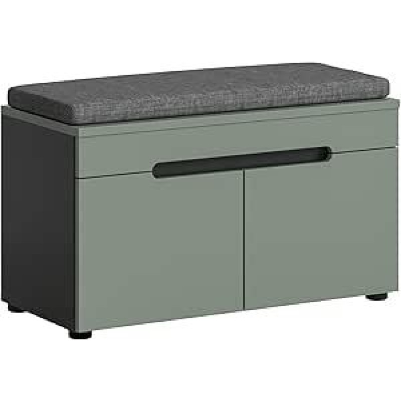 xonox.home - Suoliukas su Canu Suoliukas 80 x 45 x 37 cm, bazalto korpusas pilkos spalvos Nb., priekinė dalis dūmų žalia Nb. - Suoliukas drabužių spinta Suoliukas prieškambario suoliukas Skrynia - modernus ir praktiškas