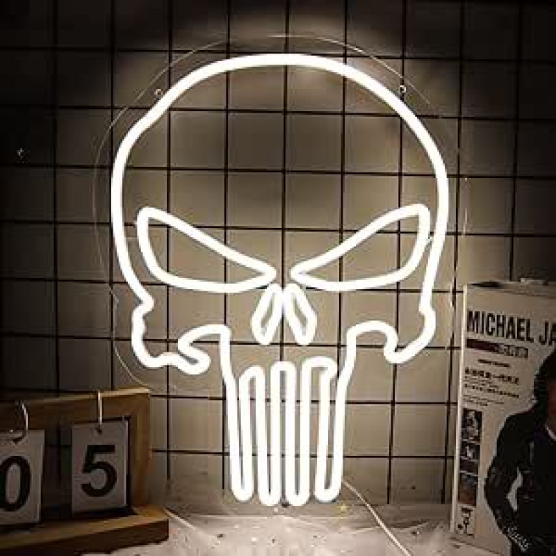 JFLLamp kaukolė Punisher Neon ženklai sienų dekoro, Punisher logotipas, neoniniai žibintai miegamajame, LED ženklai, tinka žmogaus urvas, gyvenamasis kambarys, baras, kavinė, unikali dovana
