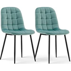 CLIPOP Velvet valgomojo kėdės, 2 vnt., virtuvės kėdės, minkštos kėdės, svetainės kėdės, sėdynės su atlošu ir metalinėmis kojomis (Velvet Green, 2 vnt.)