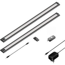 ledscom.de Set of 2 LED under-unit lights Siris black matt with motion sensor, flat, each 50 cm, each 655 lm, white