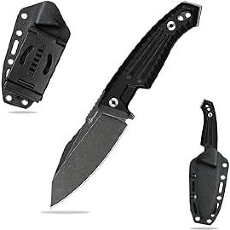 DC53 Plieninis peilis fiksuoto ašmenimis G10 rankena su Kydex dėklu vyrams, skirtas stovyklavimui EDC, išgyvenimui lauke (Black Stone Wash)