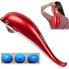 Delfinų formos rankinis nugaros masažuoklis, giluminis audinių perkusinis masažuoklis, nešiojamas, delfinų masažas su 3 galvutėmis kaklui ir pečiams, mažina nuovargį (ES)