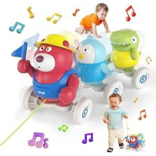 Muzikinis kūdikių šliaužimo žaislas 1-2 metų vaikams, 6-9-12-18 mėnesių kūdikių žaislas su meškiukais, pingvinais, dinozaurais, kalėdinė gimtadienio dovana 1 metų berniukams ir mergaitėms