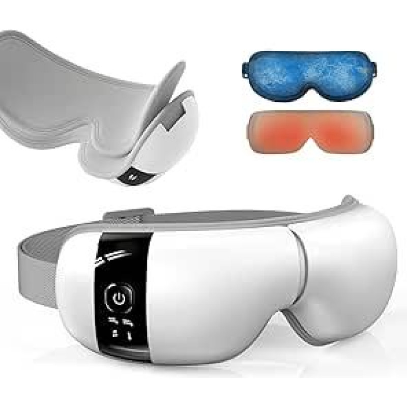 HubiCare Augenmassagegerät mit leisem Betrieb 25dB, Wärme und Kühlung, Dual Pads für verbesserten Komfort, Airbag-Vibration und Bluetooth-Musik für trockene Augen, Schwellungen und Migräne-Linderung