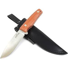 Nº19 Premium Quality Professional Elite Belt Knife Lauko peilis. Plienas JEO MOVA). Odinis dėklas su ugnies stiliumi. Sukurta ir rankomis pagaminta Ispanijoje