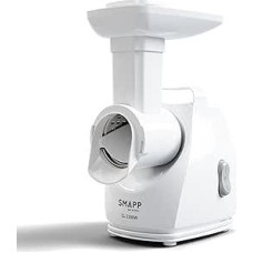 SMAPP 490.81R Elektrinė mėsmalė - 2200 W su grąžinimo funkcija, 3 nerūdijančio plieno perforuotais diskais, dešrelių priedu, daržovių tarkavimo ir drožlių priedu, tyli ir kompaktiška, neslystančiomis kojelėmis