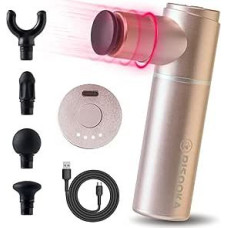 PISOOKA X Mini masažo pistoletas mažas ir itin lengvas (350 g) - 66 W stiprus masažo pistoletas giliems audiniams - aliuminio korpusas su 4 priedais ir USB-C - idealiai tinka moterims ir kelionėms (rožinis)