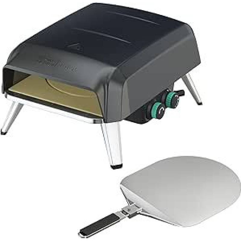 Jamie Oliver by Tefal JM4168D0 picų kepimo krosnelė su besisukančiu picos akmeniu, dujinė picų kepimo krosnelė, 360° kampu besisukantis akmuo, kompaktiškas dizainas, įskaitant kastuvėlį picai kepti