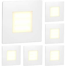 ledscom.de LED laiptų lemputė, FEX laiptų lemputė, skirta naudoti viduje ir lauke, kvadratinė, 85 x 85 mm, šiltai balta, 6 vnt.
