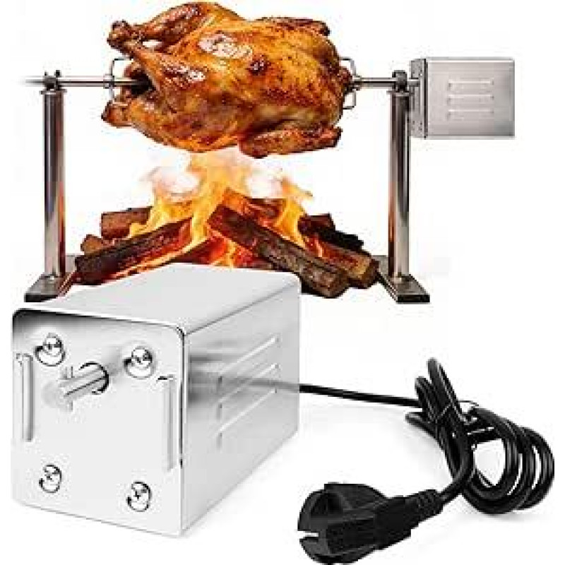 220 V kepsninės variklis, skirtas kepsninėms, BBQ variklis, 15 W elektros variklis, nešiojamas lauko nerūdijančio plieno kepsninės variklis, 30 kg apkrovos talpa, idealiai tinka lauko kepsninėms, šeimos vakarėliams, piknikams
