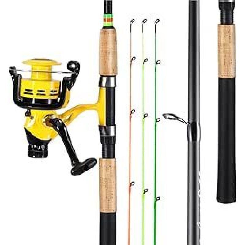 Angelrute 3,0 m Lange Feeder-Angelrute und Angelrolle, 6 Abschnitte, 24 Zähne, Karbonfaser-Spinn-Reiserute Modell-Spinnrolle