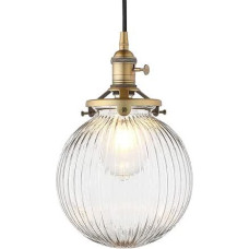 Yosoan Pendant Light Fluted Clear Glass Ceiling Light Pendant Lamp Loft Chandelier Industrial Loft Pendant Light Pendant Lamp Indoor Light for Kitchen/Dining Room/Bedroom/Cafe/Bar/Club (Antique Color)