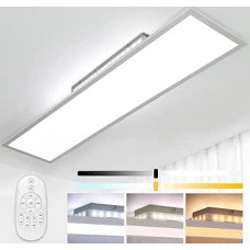 Dimeruojamas LED lubų šviestuvas, 120 x 30 cm, 52 W, itin plonas, foninis apšvietimas, nuotolinio valdymo pultas, didelis ryškumas, 2700-6500 K, šilta/natūrali/šalta balta spalva, šviestuvas svetainei, virtuvei, dirbtuvėms, biurui