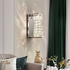 Modernus krištolo sieninis šviestuvas, trispalvis reguliuojamas LED krištolo sieninis šviestuvas, skirtas svetainei, miegamajam, virtuvei, valgomajam, viešbučiui, prieškambario apšvietimui (sidabrinis)