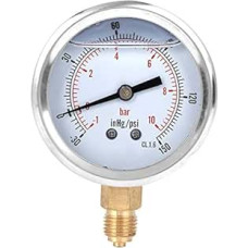 Radiales Vakuum - Druckmessgerät 1/4 BSP, 10 bar, Ölgefüllt, 68 mm Durchmesser - Präzise Messung, Transparente Abdeckung, Für Industrieanwendungen