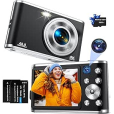 Skaitmeninis fotoaparatas, automatinio fokusavimo 4K fotokamera su dvigubu fotoaparatu, skaitmeninis fotoaparatas su 32 GB kortele, 16X skaitmeninis priartinimas, 2,8 colio didelis ekranas, nešiojamasis fotoaparatas, skirtas filmuoti ir fotografuoti