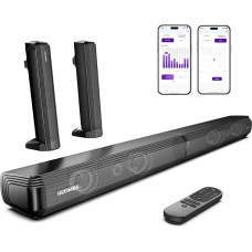 ULTIMEA 2.2 garso juosta televizoriaus įrenginiams, VoiceMX, valdoma programėle, 100 W atskiriama 2-in-1 TV garso juosta, TV garsiakalbis su 3 ekvalaizerio režimais, reguliuojamais bosais, 
