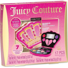 Make It Real: Juicy Couture Bejeweled Beauty Cosmetic Compact - Glam for Eyes, Lips & Face, Crown Shaped Makeup Case, Girls & Kids Ages 6+