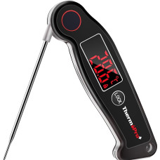 ThermoPro TP19 IP65 Waterproof Meat Thermometer ±0.5°C Accurate Kitchen Thermometer 2-3s Response Time Roasting Thermometer Puncture Thermometer for Roasting, Wine, BBQ Black