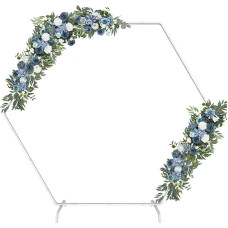 2,2 m x 1,9 m metalinė vestuvių arka šešiakampis, 7,2 x 6,2 pėdų balionų arka Metalinių balionų arkos rinkinys Sodo gėlių arkos rėmo fono stendas gimtadienio vakarėlio vestuvių sodo dekoracijoms - balta