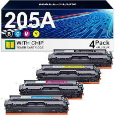 HALLOLUX 205A CF530A tonerių rinkinys, suderinamas su HP Color Laserjet Pro MFP M181fw toneriu M180n M181n M180nw M180fw M154a M154nw CF531A CF532A CF533A (205A juoda spalva, 4 vnt.)