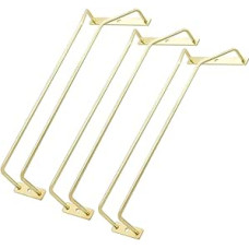12 Inch Gold Wine Glass Rack Under Cabinet Wine Glass Holder Stainless Steel Stemware Holder Hanging for Cupboard Kitchen Bar Set of 3