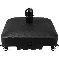 SISKEYCOOC Premium 20L Parasol Stand with 4 Wheels, Round Umbrella Stand, Market Umbrella Stand, Sturdy Umbrella Holder for Garden/Balcony/Beach/Pool, Can be Filled with Water/Sand