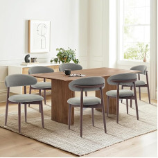 COLAMY Kitchen Chairs, Dining Room Chairs, Set of 6, Modern Upholstered Dining Chairs with Fixed Backrest, Fabric Dining Room Chairs with Wooden Leg for Dining Room, Kitchen, Restaurant, Green