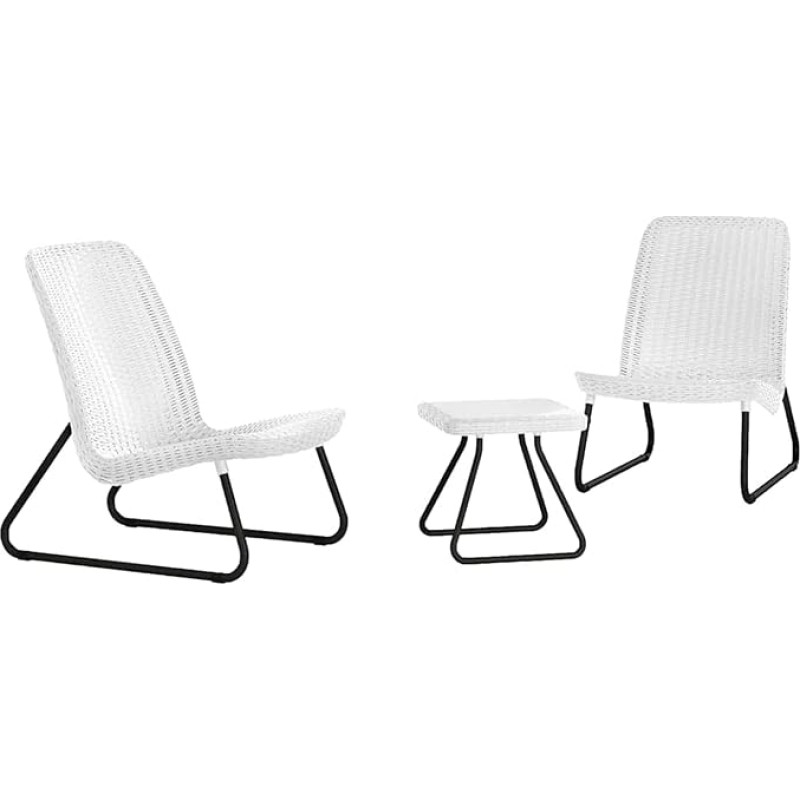 Keter 17197637 Lounge Set Rio, rotango išvaizdos, plastikinis, baltas, 77,5 x 76 x 54 cm