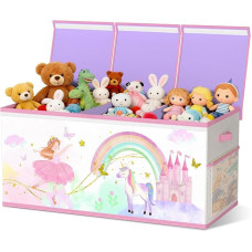 Extra große Spielzeug-Aufbewahrungsbox für Mädchen und Jungen - zusammenklappbare Spielzeugtruhe für Kinder, Spielzeugkorb mit Deckel für Kleidung, Decke, Kinderzimmer, Spielzimmer, Schlafzimmer
