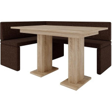 FURNISTAR Akiko Corner Bench with Table - Corner Bench Set for Your Dining Room, Kitchen, Modern, Sitting Area, Dining Nook. Perfect for Kitchen, Office and Reception. Solid and Strong Workmanship