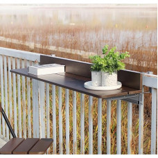 TMKDNNKG kabantis stalasLeisure Railing kabantis stalas, medžio masyvo daugiafunkcinis baro stalas, balkono kabantis sulankstomas valgomasis stovas, reguliuojamo aukščio lentyna (dydis: 60 x 37 cm)