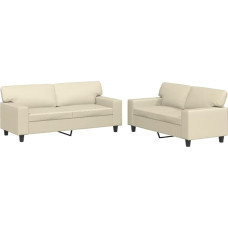 Tomostar Sofos komplektas svetainei, 3 ir 2 dalių, 2-teilig, kreminės spalvos, Kunstleder