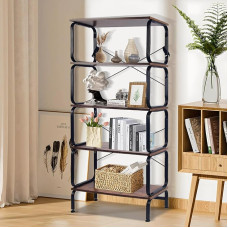 houcheyai Besisukanti knygų spinta, juoda, 360° besisukanti knygų spinta, besisukanti lentyna, knygų lentyna, taupanti erdvę, knygų spinta, stovinti lentyna svetainei, miegamajam, biurui (Vintage Brown)