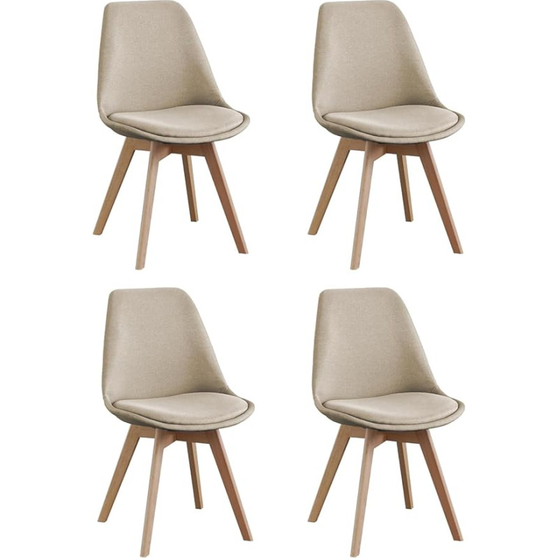 SHIITO Otto 4 valgomojo kėdžių komplektas, šiaurietiško stiliaus, su audinio apmušalais, 41,5 x 43 x 83 cm, morkos spalvos, paprasto ir elegantiško dizaino, su buko kojomis