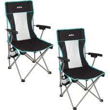 AKTIVE Set of 2 Folding Chairs, Deluxe Breathable Mesh Backs, Steel Frame, Coasters, Carry Bag, Ideal for Camping and Outdoor (85517)