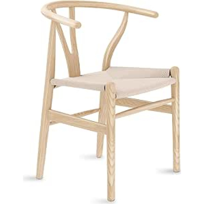 Tomile Wishbone kėdė Y kėdė Kietmedžio masyvo valgomojo kėdė su rotango natūralaus pelenų medžio spalva