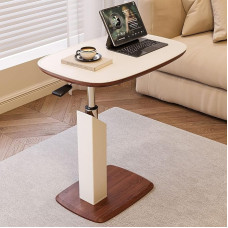 MFYLAYVE Reguliuojamo aukščio lovos šoninis staliukas su pneumatine pakėlimo funkcija, mobilus šoninis staliukas lovai, sofai, nešiojamajam kompiuteriui, skaitymui, valgymui (baltas)