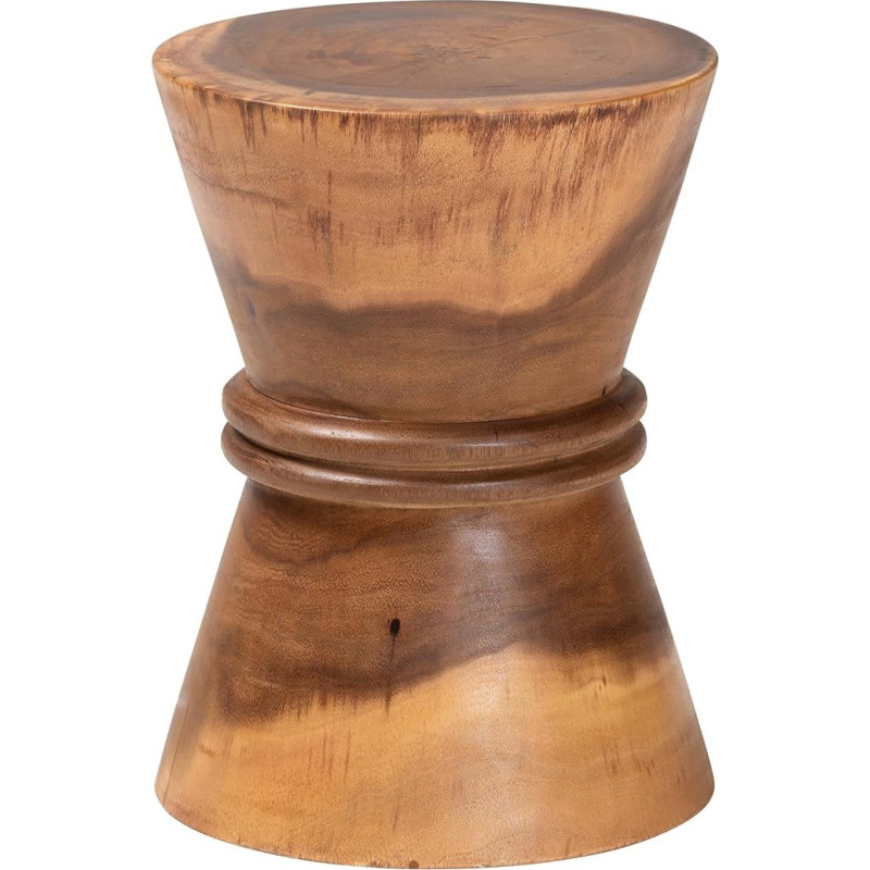 Bali & pari Samira Samira Solid Suar Wood Side Table - rankų darbo skulptūrinis šoninis staliukas su smėlio laikrodžio dizainu, modernus boho stilius, skirtas svetainei ar miegamajam